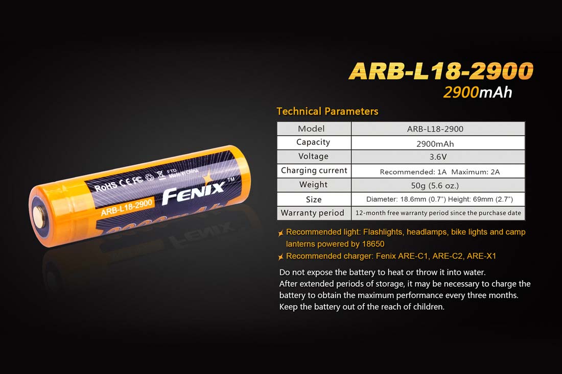 Fenix ARB-L18-2900 Rechargeable 18650 Battery - DISCONTINUED - Image 4