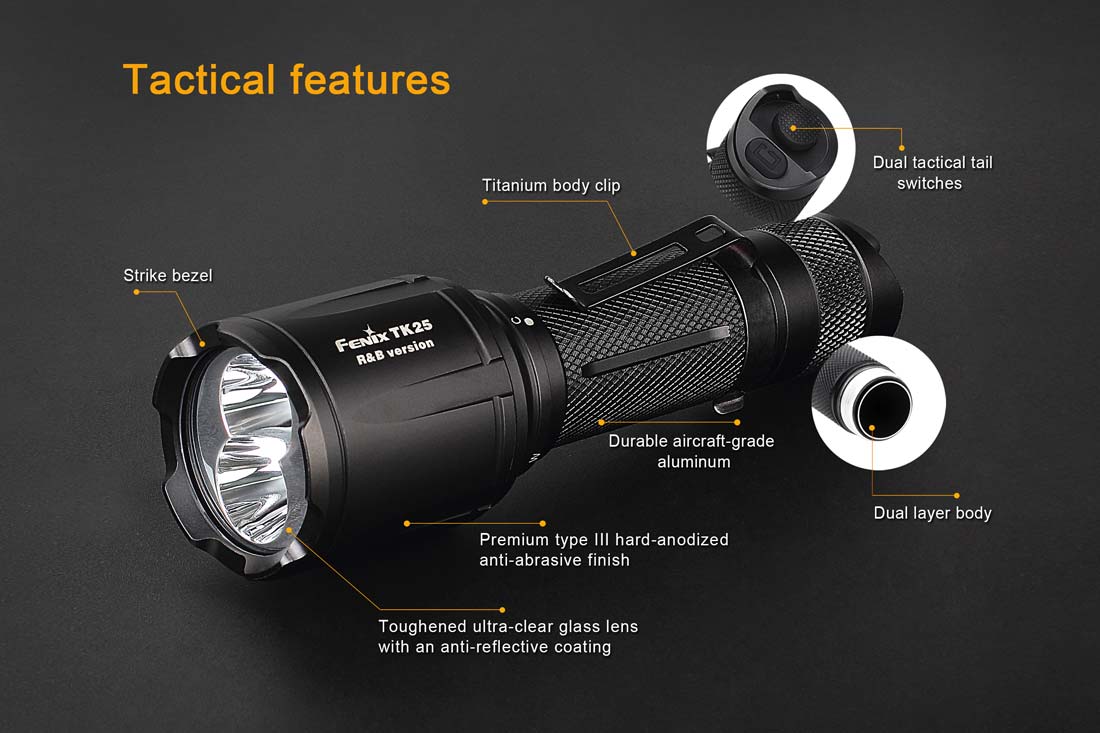 Fenix TK25 R&B Blue/Red Light Flashlight - DISCONTINUED - Image 7
