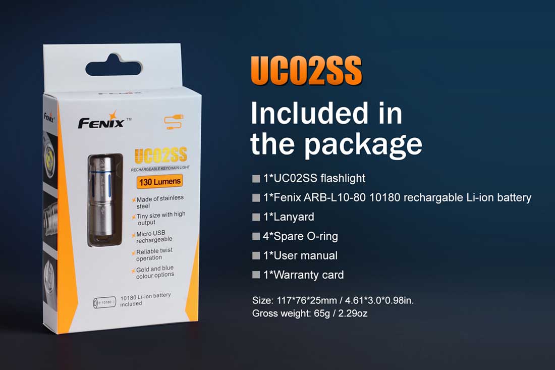Fenix UC02SS USB Rechargeable Mini Keychain Flashlight - Discontinued - Image 8